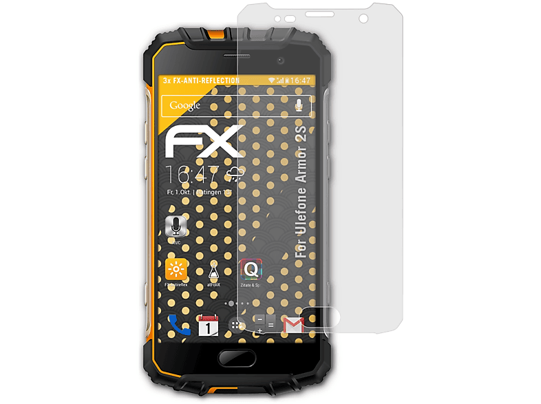 ATFOLIX 3x FX-Antireflex Displayschutz(für Ulefone Armor 2S)