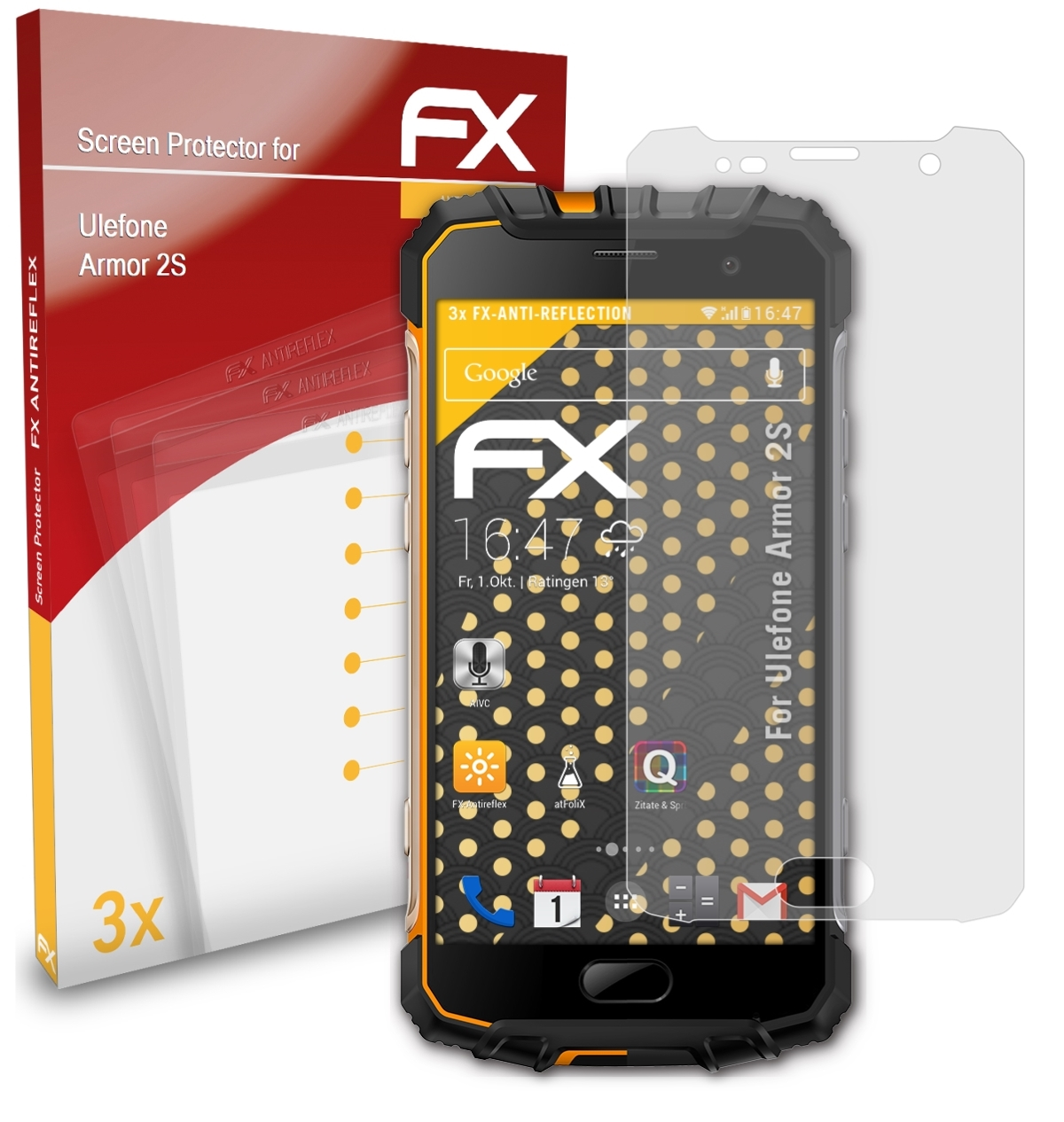 ATFOLIX 3x FX-Antireflex Displayschutz(für Ulefone Armor 2S)