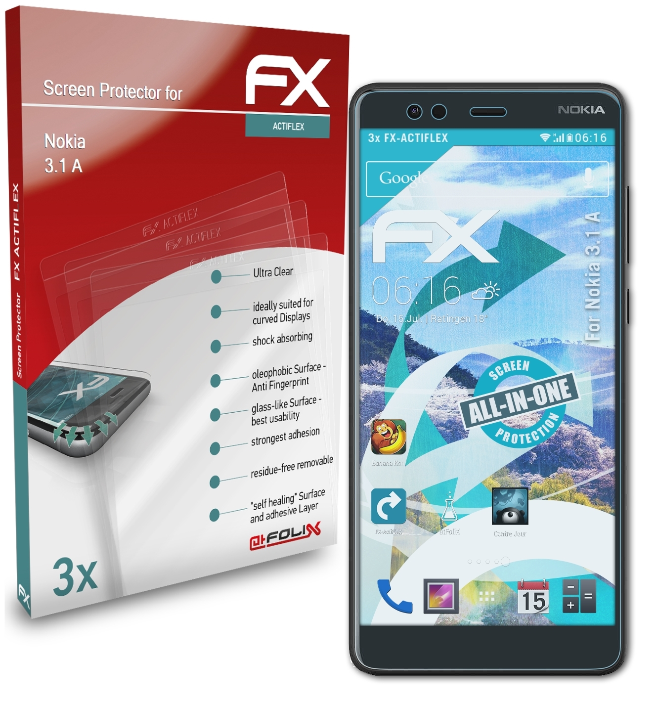 ATFOLIX Displayschutz(für A) Nokia 3x 3.1 FX-ActiFleX