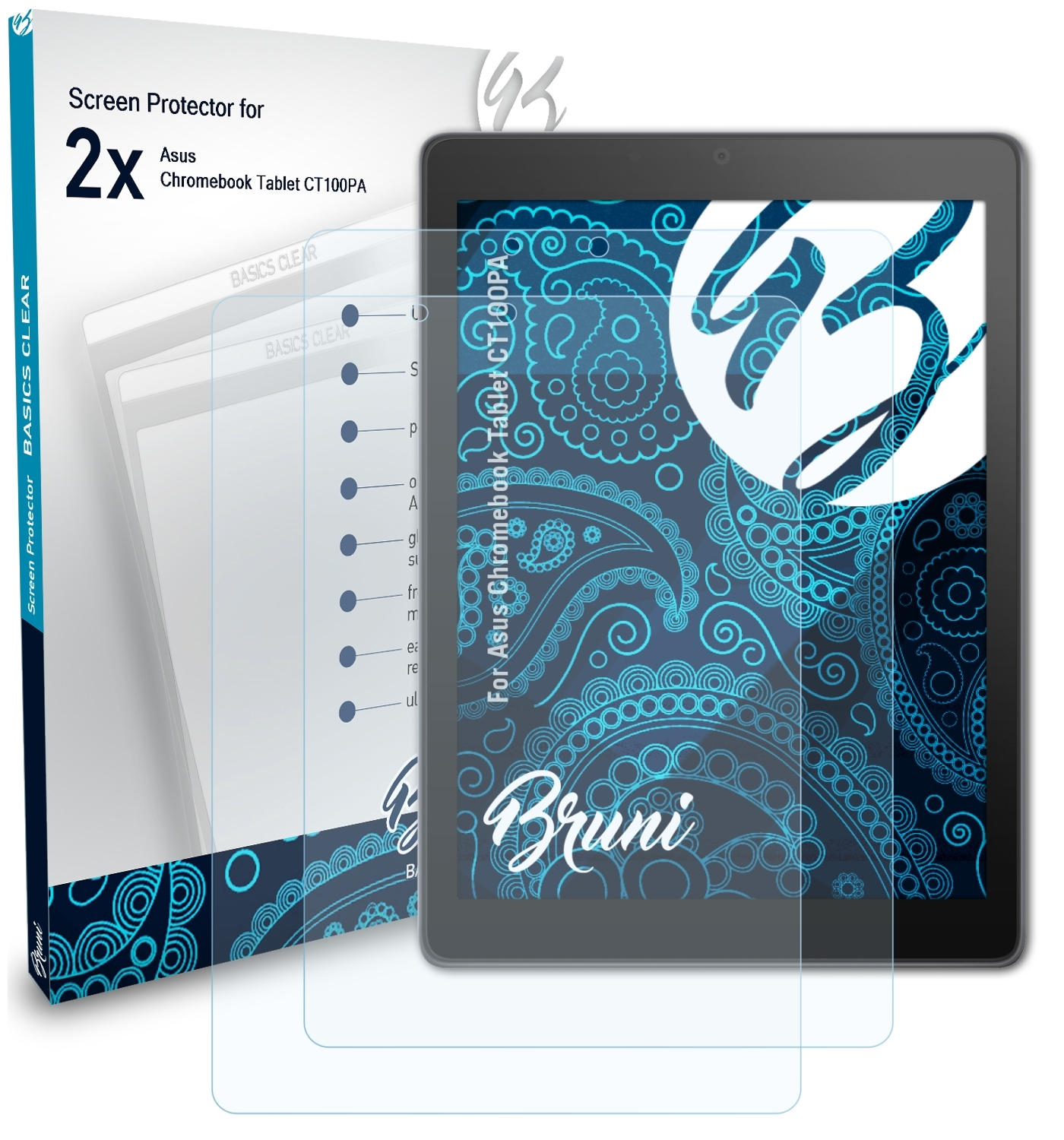 BRUNI 2x Basics-Clear (CT100PA)) Tablet Chromebook Asus Schutzfolie(für