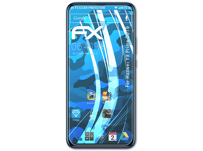 ATFOLIX Prime Y9 Huawei 2019) FX-Clear Displayschutz(für 3x