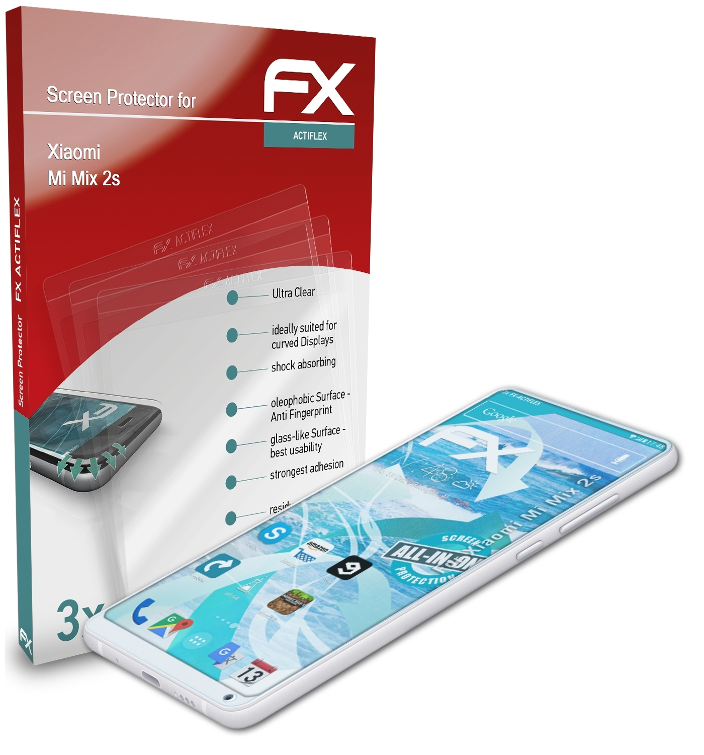 ATFOLIX 3x Xiaomi Mi 2s) Displayschutz(für Mix FX-ActiFleX