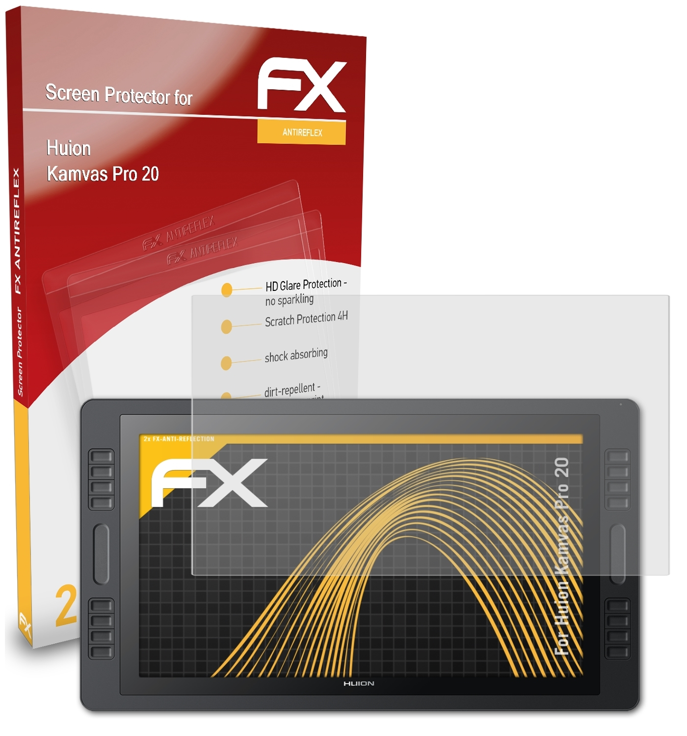 ATFOLIX 2x FX-Antireflex Displayschutz(für 20) Pro Huion Kamvas