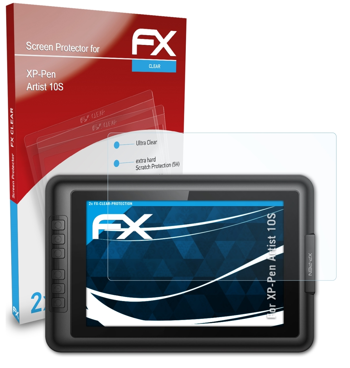 ATFOLIX Artist 10S) XP-PEN 2x FX-Clear Displayschutz(für