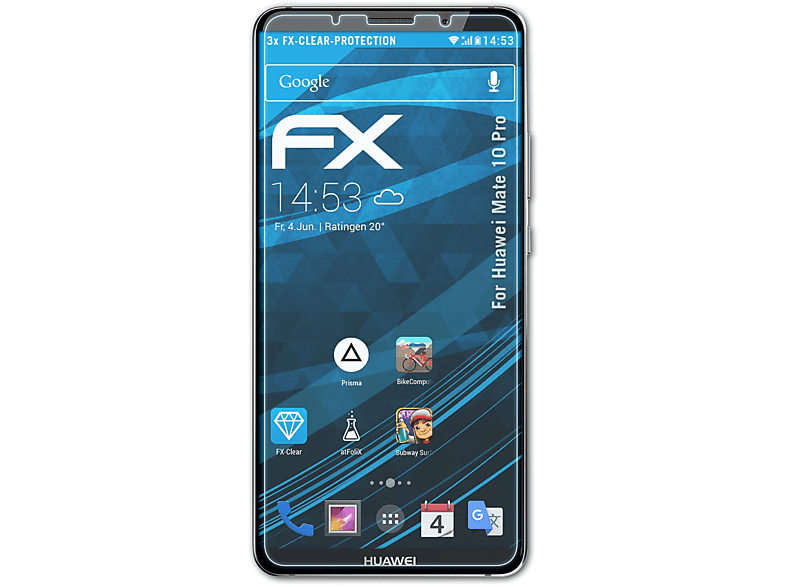 Beliebte Websites ATFOLIX 3x Pro) 10 FX-Clear Mate Huawei Displayschutz(für