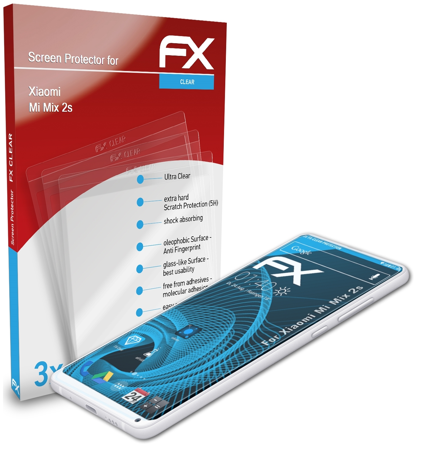 3x Xiaomi FX-Clear Displayschutz(für ATFOLIX Mix Mi 2s)