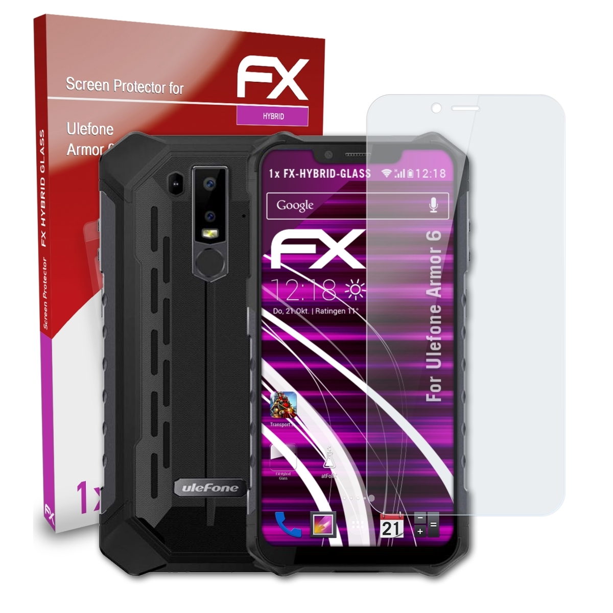 6) FX-Hybrid-Glass Ulefone Armor ATFOLIX Schutzglas(für