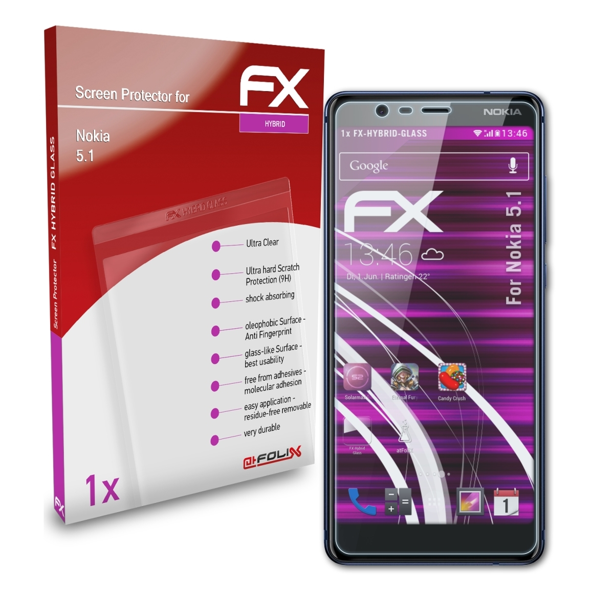 FX-Hybrid-Glass 5.1) ATFOLIX Nokia Schutzglas(für