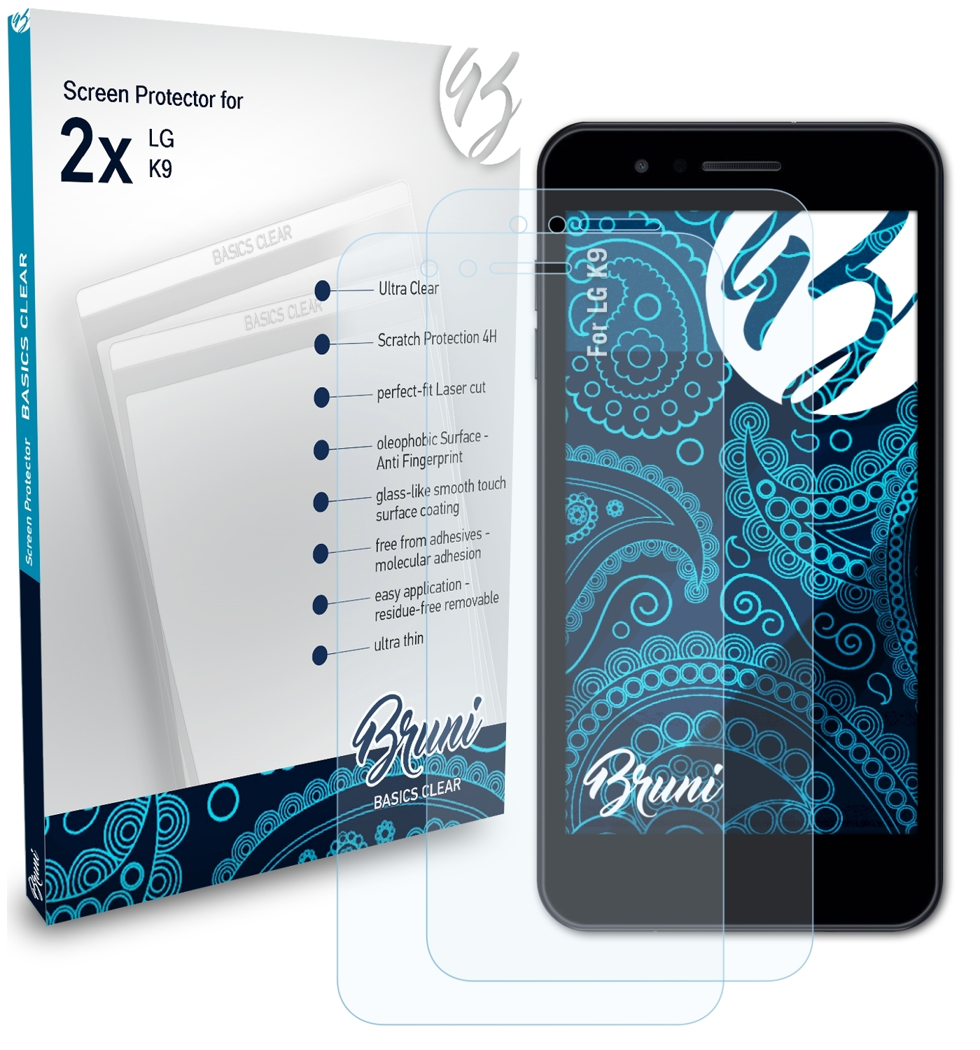 BRUNI 2x Basics-Clear Schutzfolie(für LG K9)
