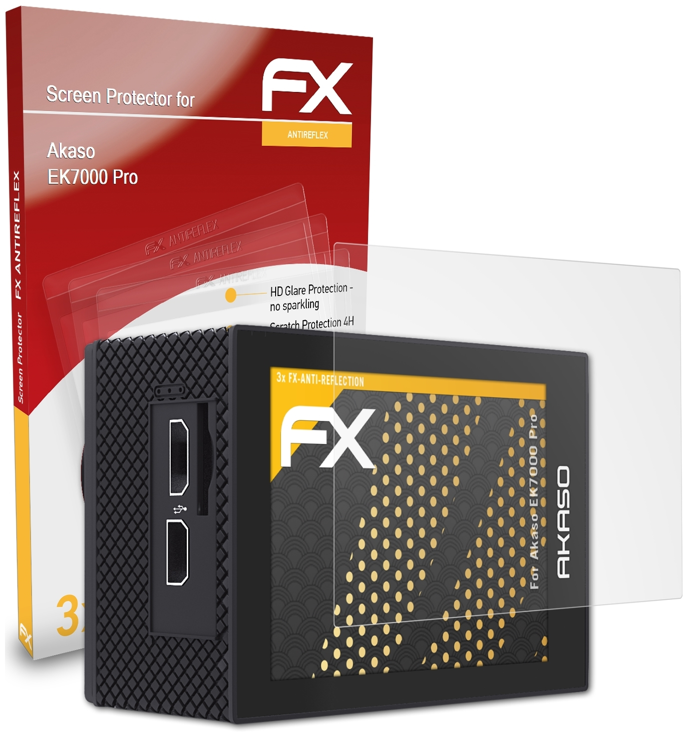 ATFOLIX 3x FX-Antireflex Displayschutz(für Akaso Pro) EK7000