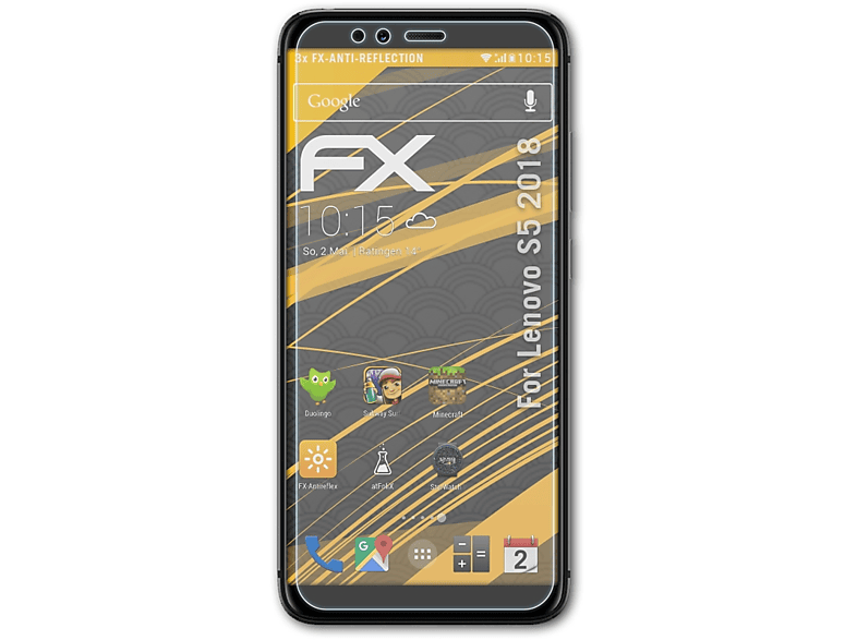 ATFOLIX 3x FX-Antireflex Displayschutz(für Lenovo S5 (2018))