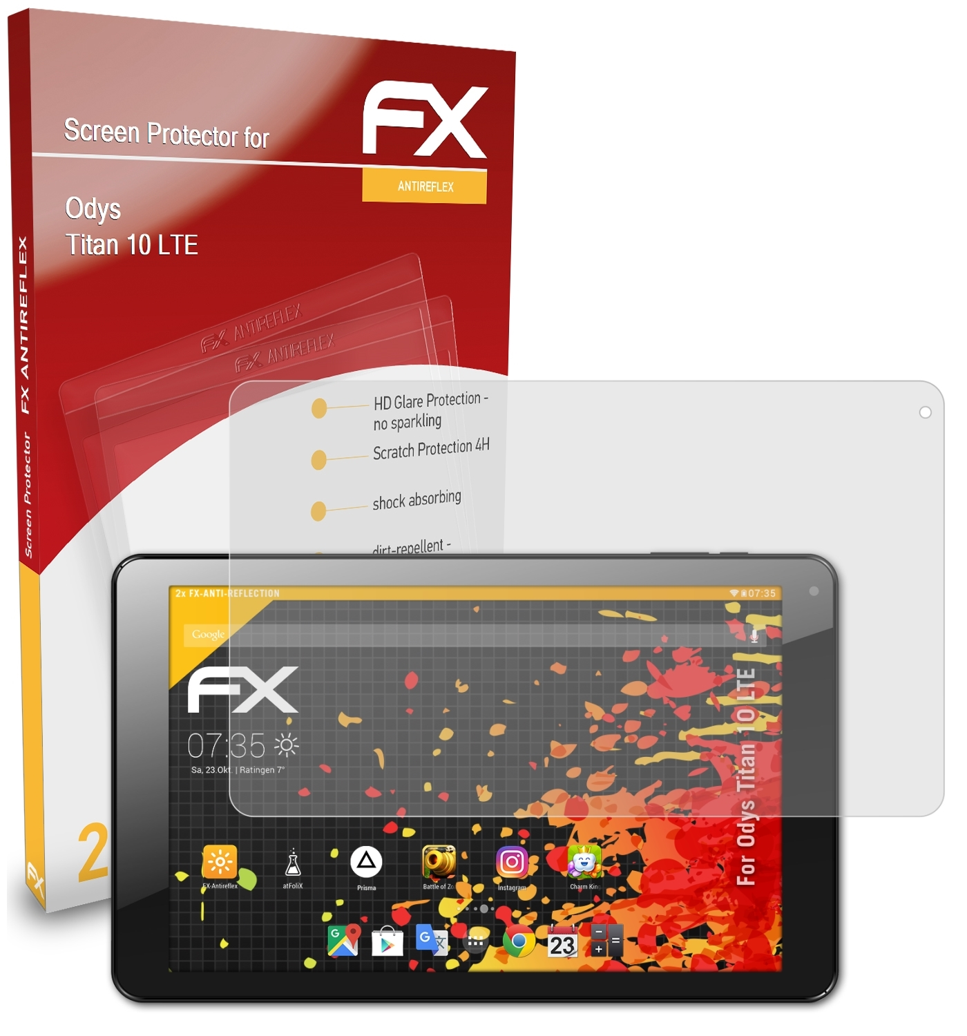 ATFOLIX 2x FX-Antireflex Titan Displayschutz(für 10 LTE) Odys