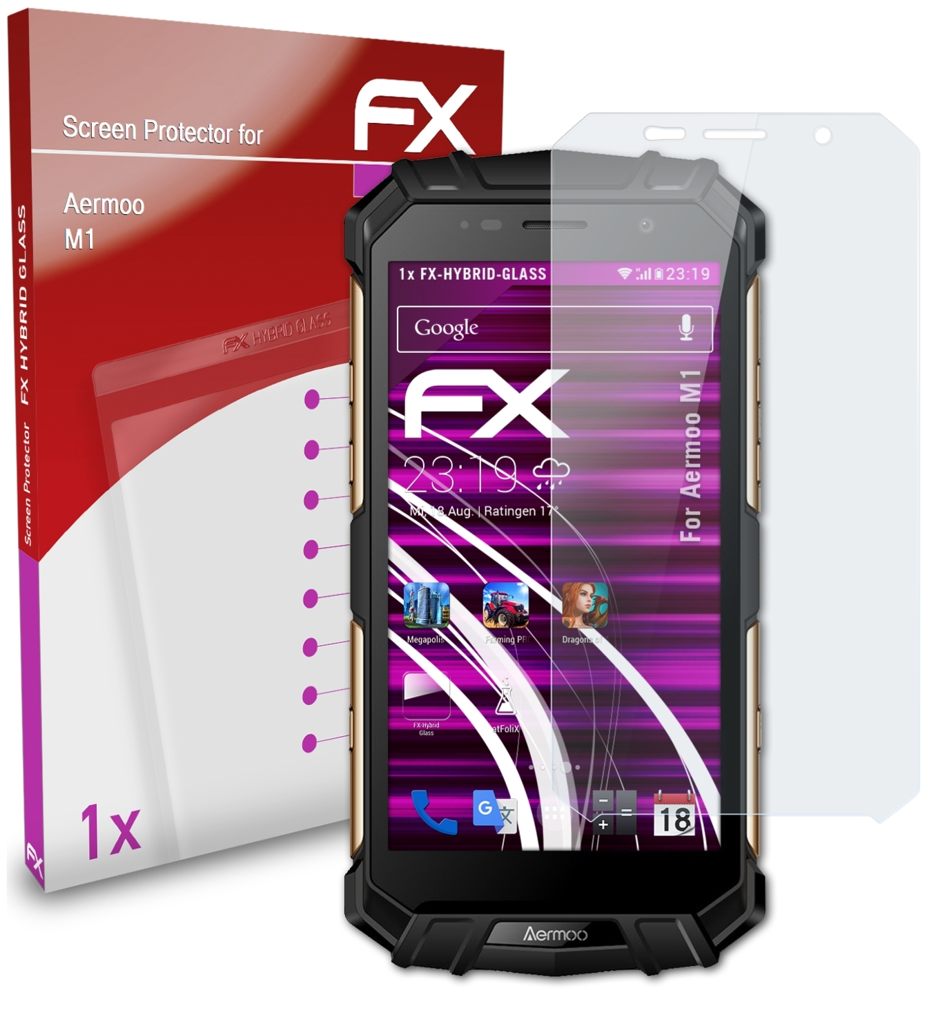 FX-Hybrid-Glass M1) Schutzglas(für ATFOLIX Aermoo