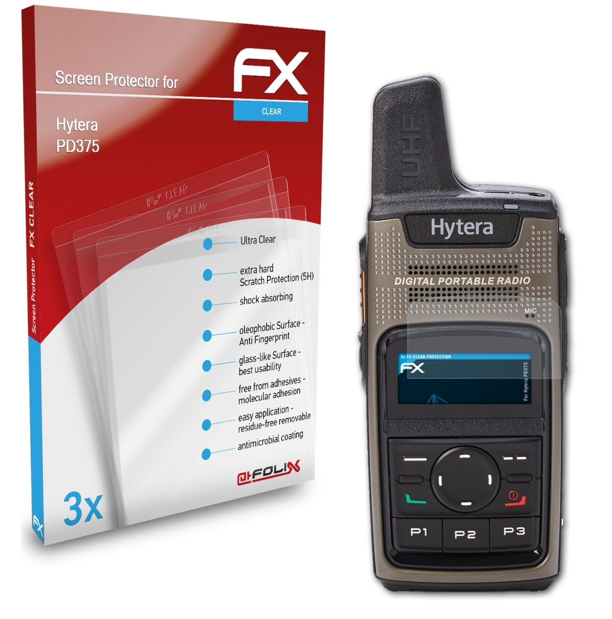 Displayschutz(für 3x PD375) ATFOLIX FX-Clear Hytera