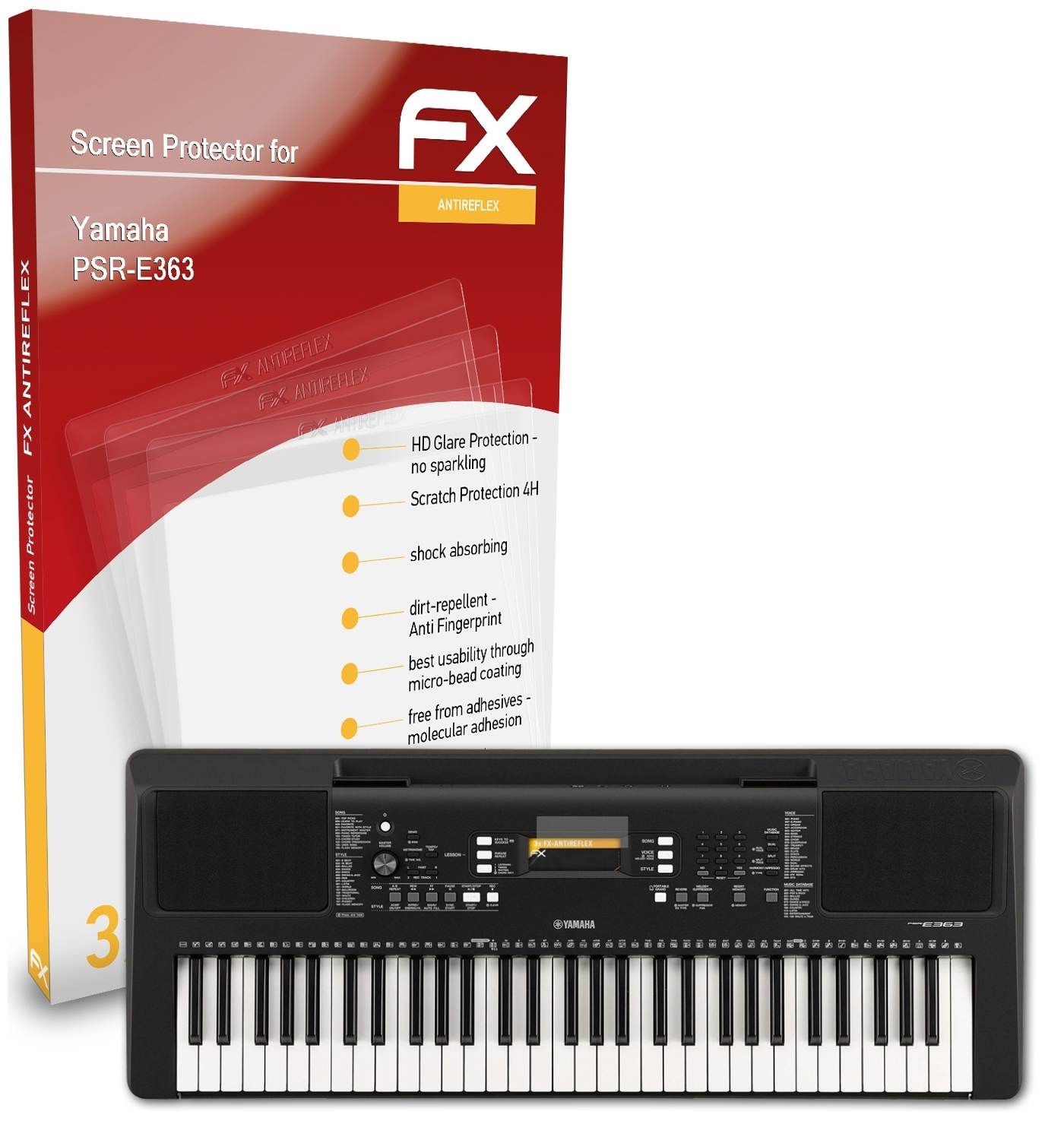 ATFOLIX 3x FX-Antireflex Displayschutz(für Yamaha PSR-E363)