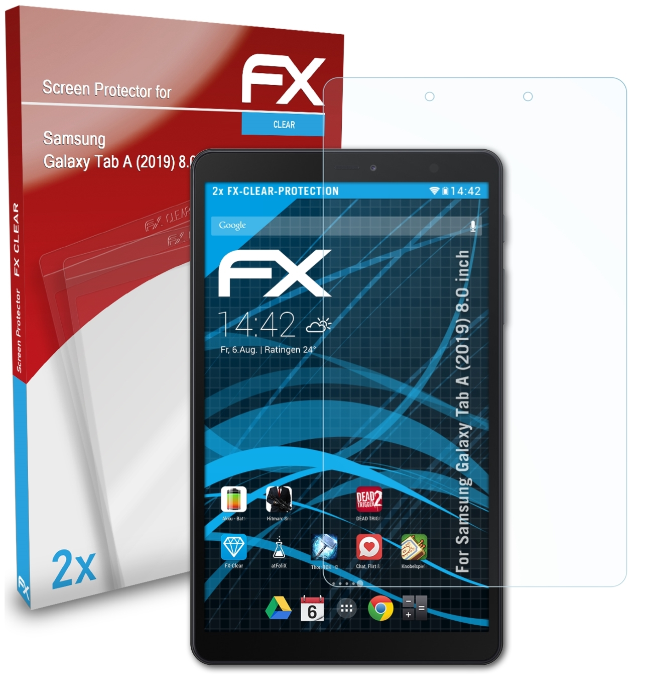 ATFOLIX 2x FX-Clear Displayschutz(für Samsung (8.0 (2019) inch)) Galaxy A Tab