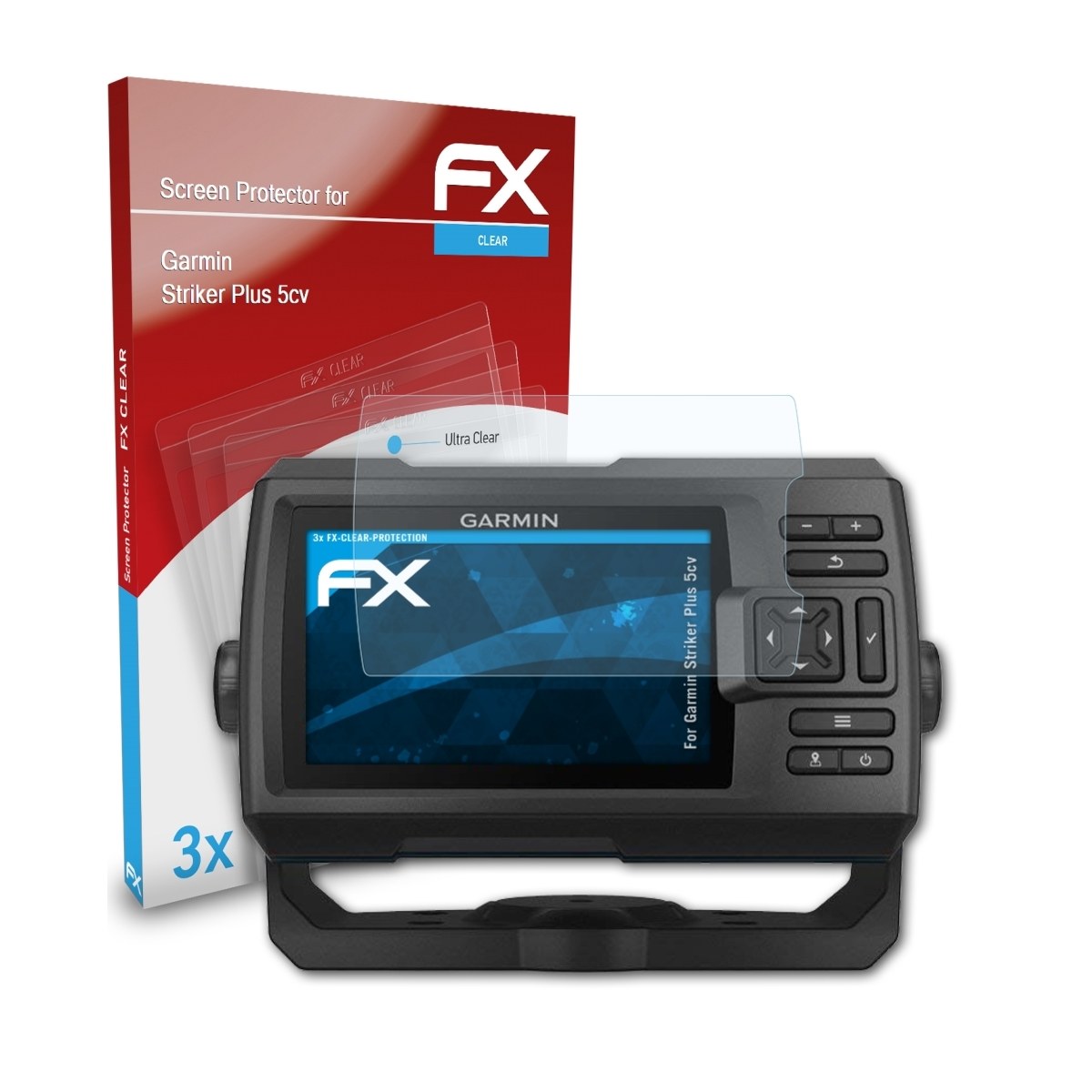 FX-Clear 5cv) Displayschutz(für Plus Striker Garmin 3x ATFOLIX