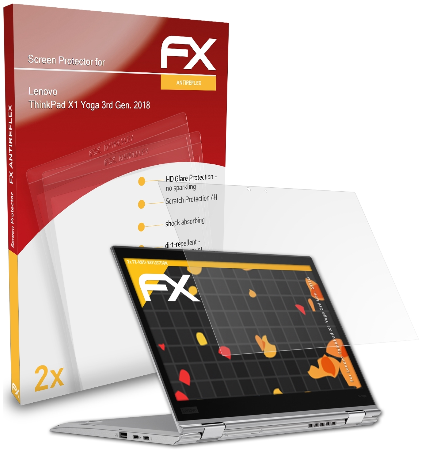 ATFOLIX 2x (3rd Yoga Gen. 2018)) ThinkPad FX-Antireflex X1 Displayschutz(für Lenovo
