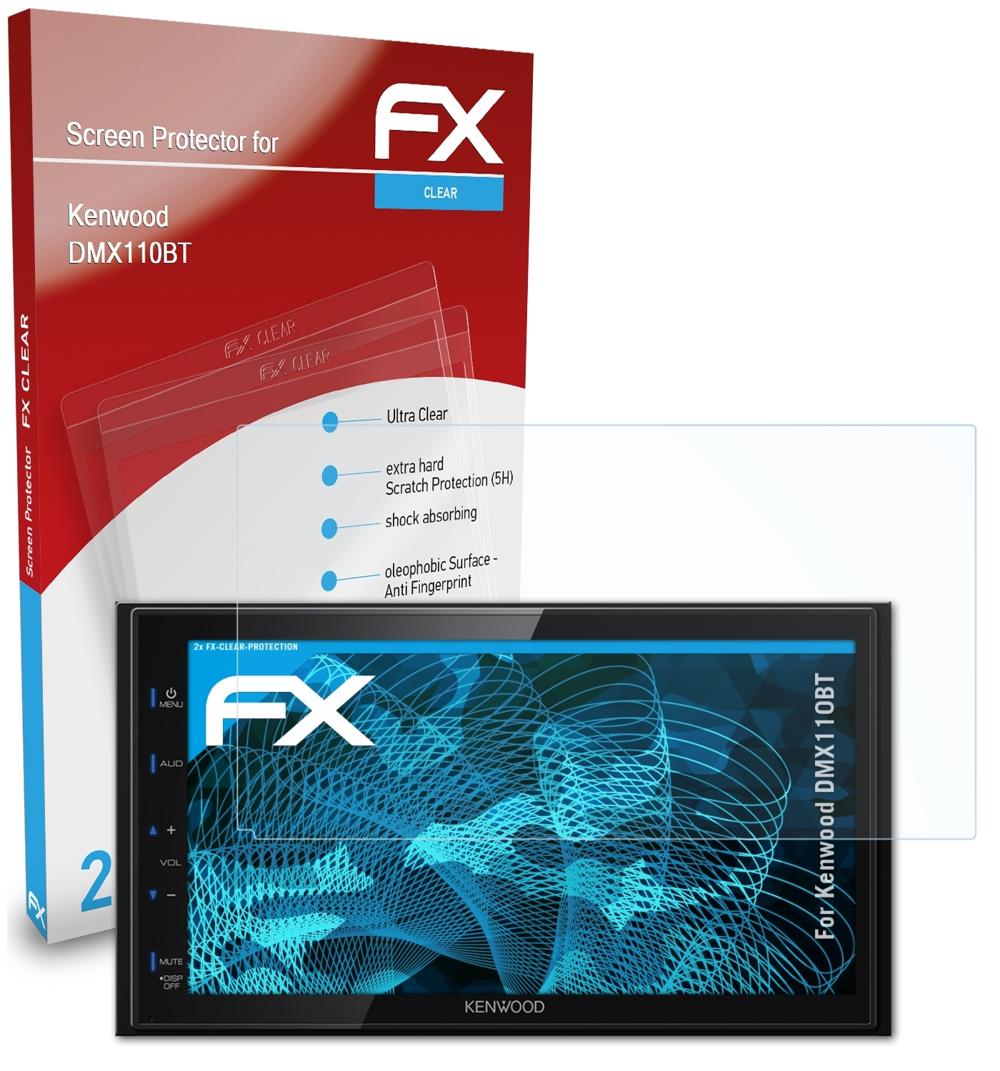 ATFOLIX DMX110BT) Kenwood FX-Clear 2x Displayschutz(für