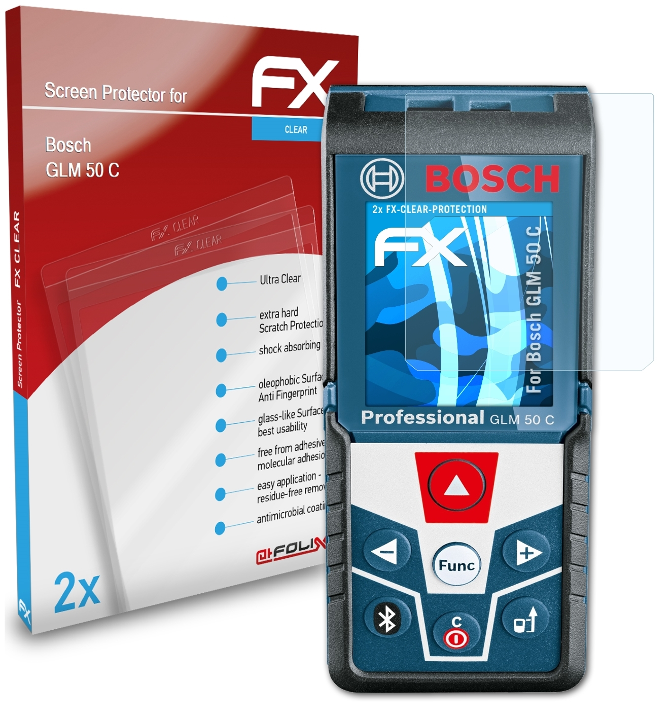 ATFOLIX 2x FX-Clear Displayschutz(für Bosch GLM C) 50