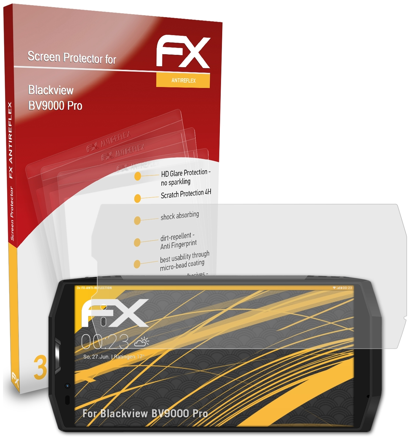 ATFOLIX 3x FX-Antireflex BV9000 Pro) Blackview Displayschutz(für