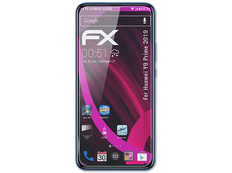 ATFOLIX FX-Hybrid-Glass Schutzglas(für 2019) Prime Y9 Huawei