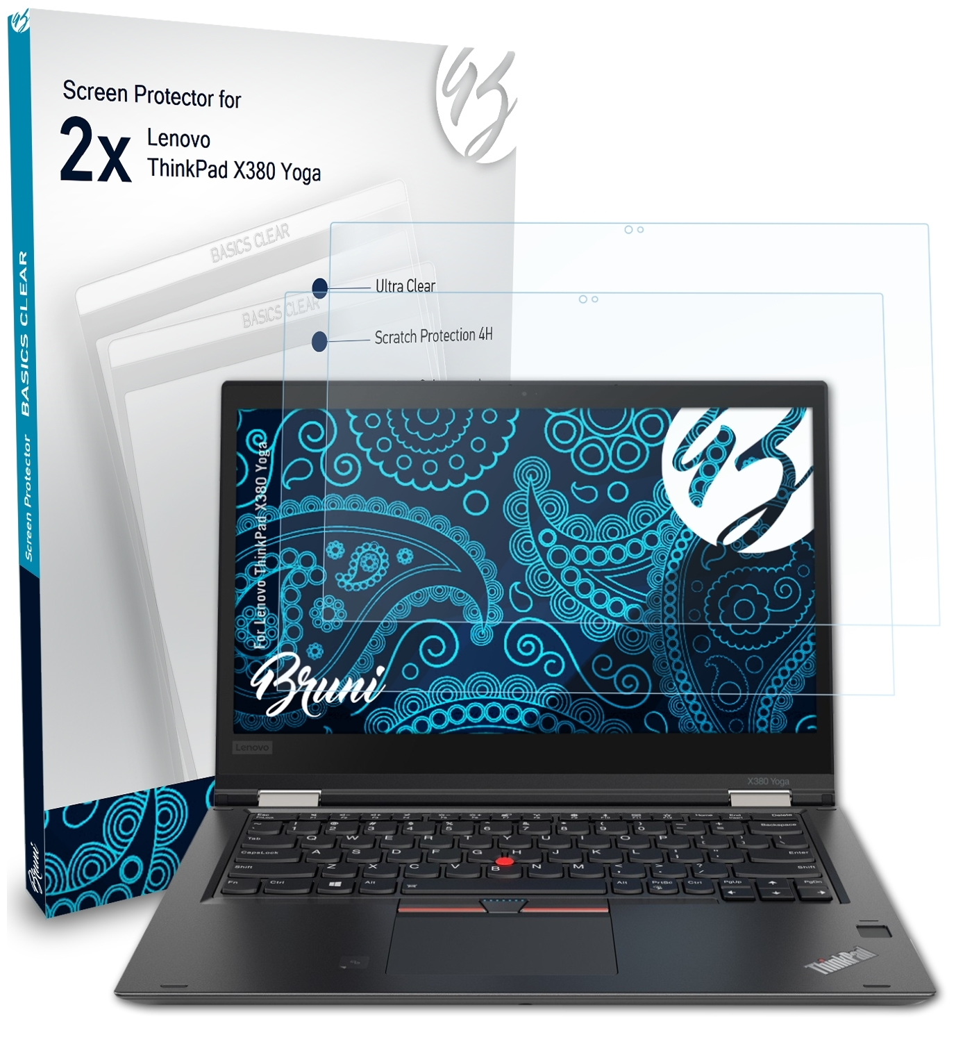 Yoga) 2x Schutzfolie(für BRUNI Basics-Clear ThinkPad Lenovo X380