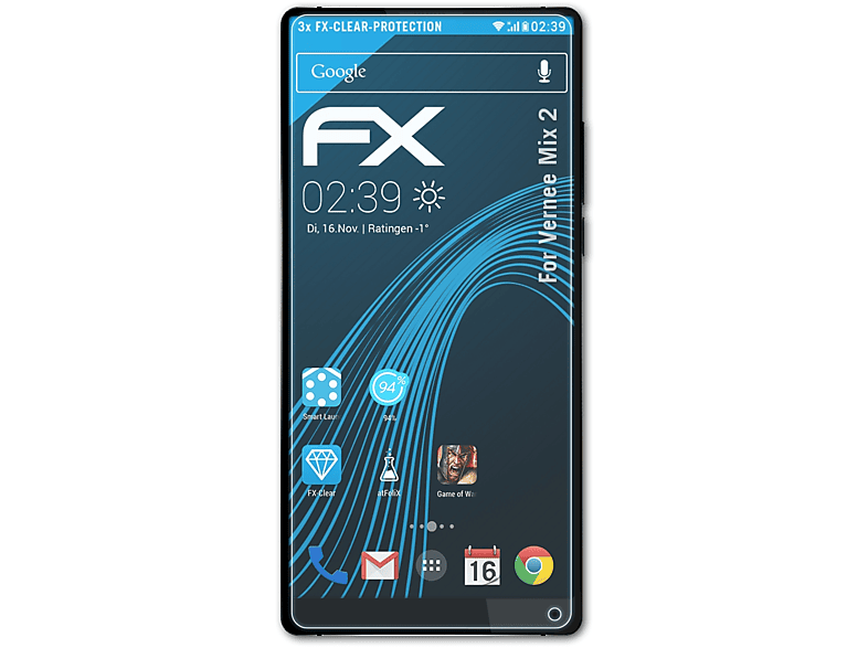 Displayschutz(für Mix 2) ATFOLIX FX-Clear Vernee 3x