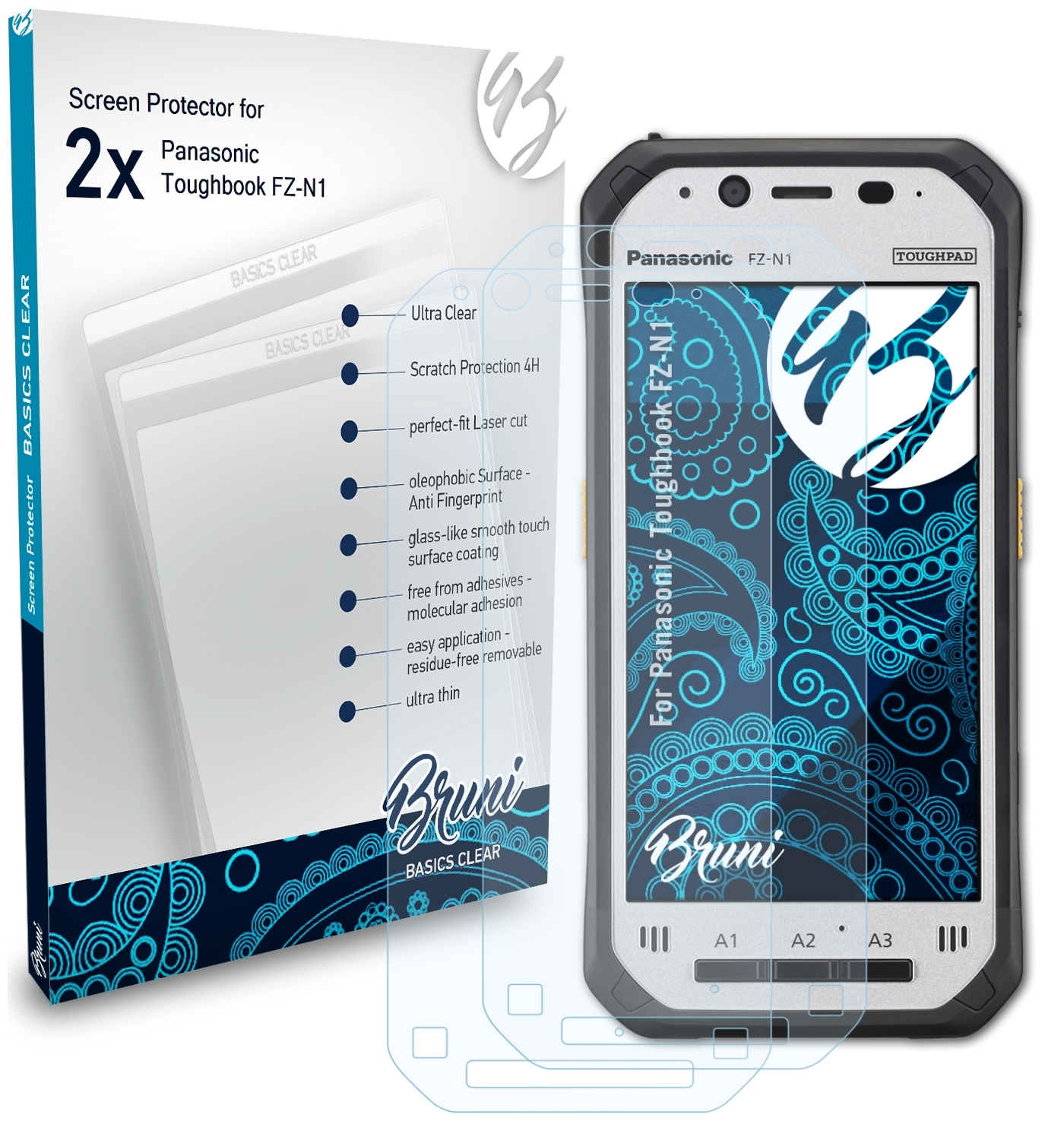 Panasonic 2x BRUNI Basics-Clear Schutzfolie(für Toughbook FZ-N1)