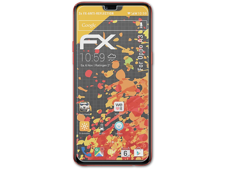 ATFOLIX 3x FX-Antireflex Displayschutz(für Oppo A3)