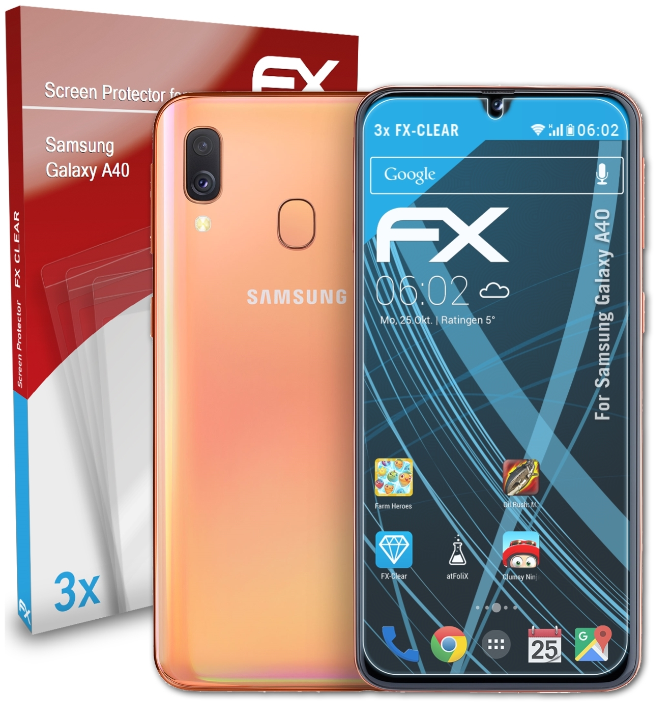 FX-Clear 3x ATFOLIX Samsung Galaxy A40) Displayschutz(für