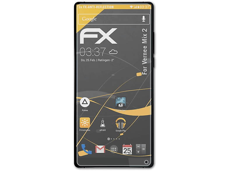 ATFOLIX 3x FX-Antireflex Displayschutz(für Vernee Mix 2)