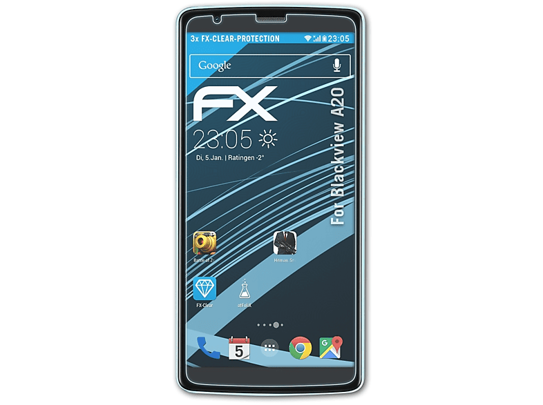 Blackview A20) ATFOLIX 3x FX-Clear Displayschutz(für
