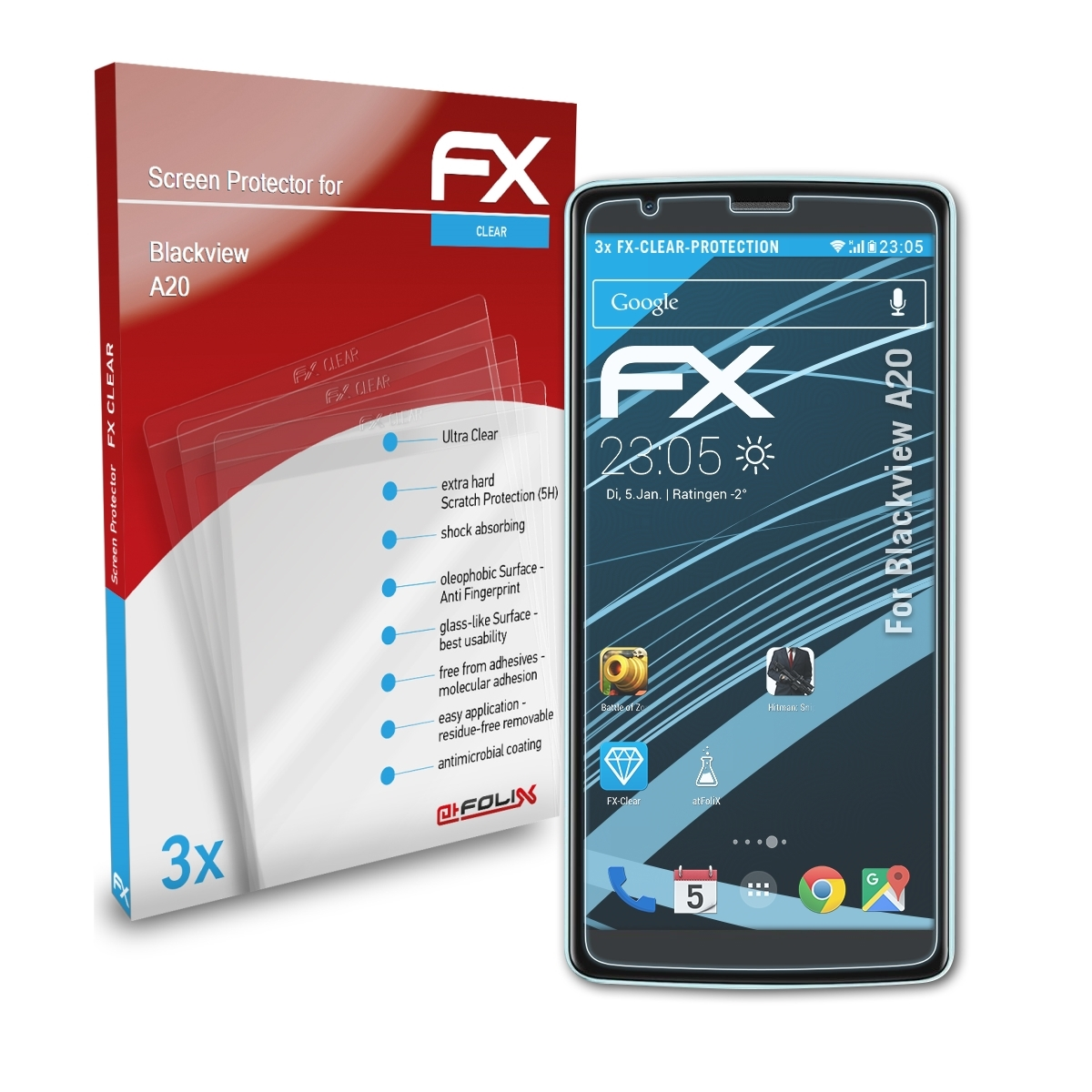 Displayschutz(für A20) ATFOLIX Blackview 3x FX-Clear