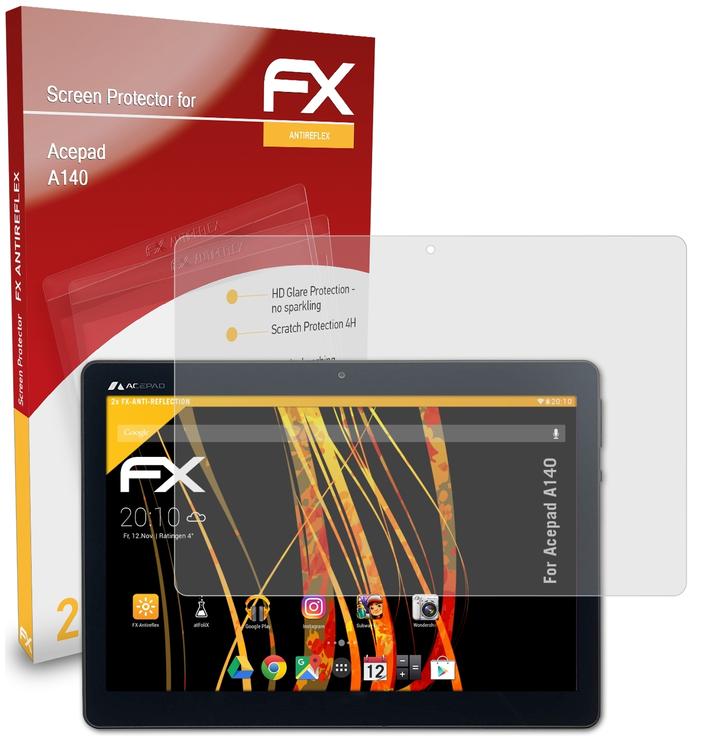 Displayschutz(für 2x ATFOLIX A140) Acepad FX-Antireflex
