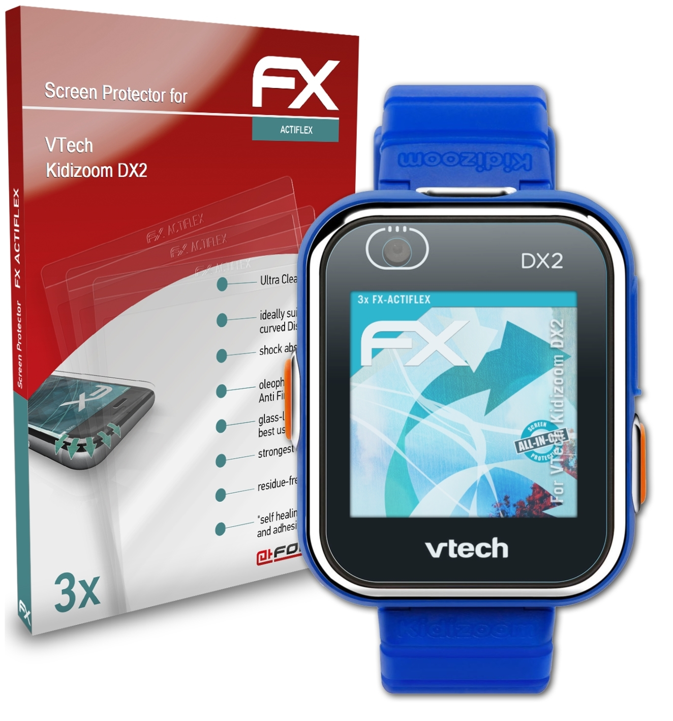 FX-ActiFleX DX2) 3x Displayschutz(für Kidizoom VTech ATFOLIX