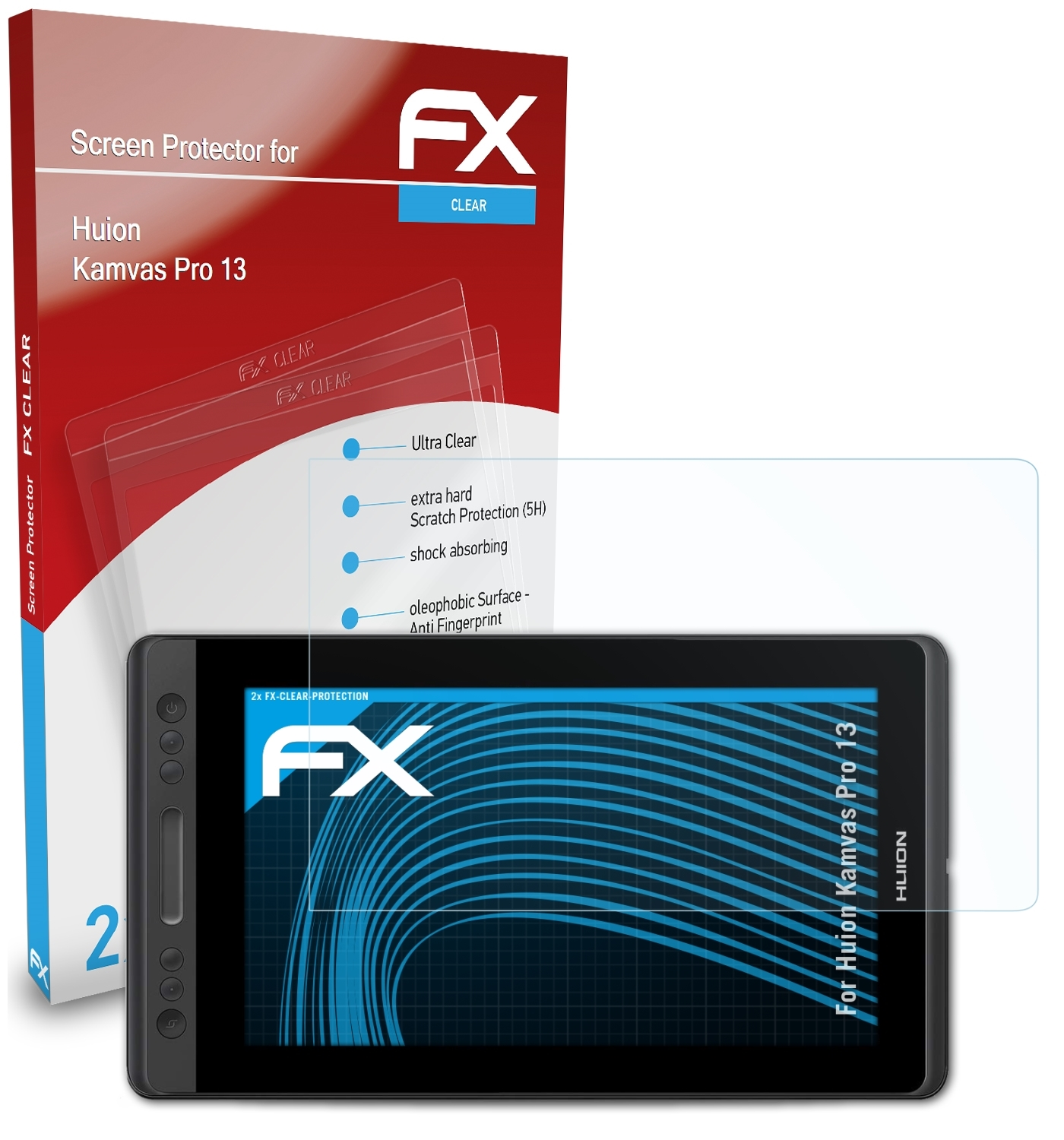 Huion Pro Kamvas 2x 13 ATFOLIX (GT133)) FX-Clear Displayschutz(für