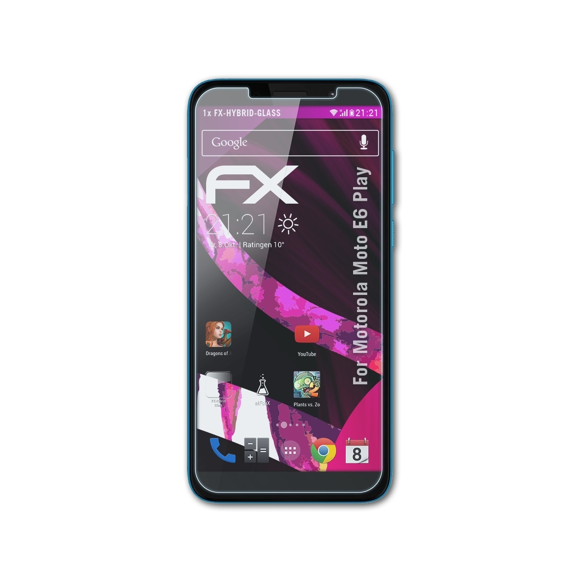Play) FX-Hybrid-Glass E6 Motorola Schutzglas(für ATFOLIX Moto