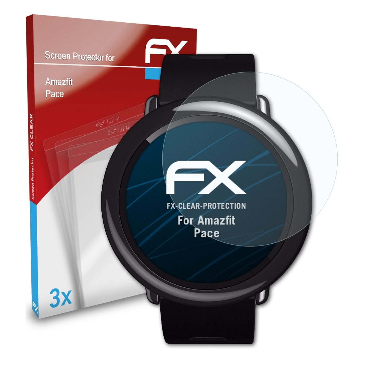 ATFOLIX 3x Displayschutz(für Pace) Amazfit FX-Clear