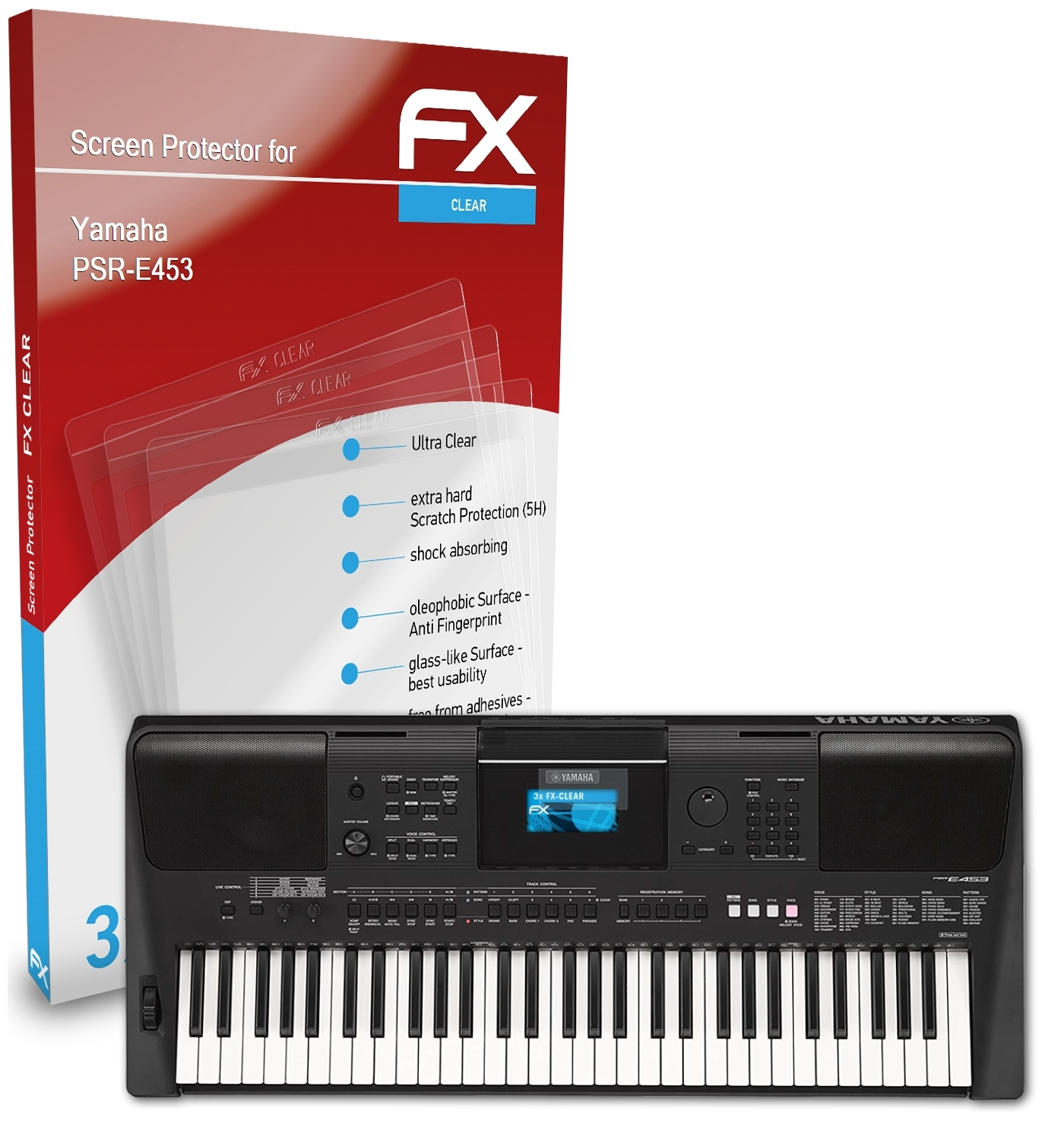 ATFOLIX 3x FX-Clear Displayschutz(für PSR-E453) Yamaha