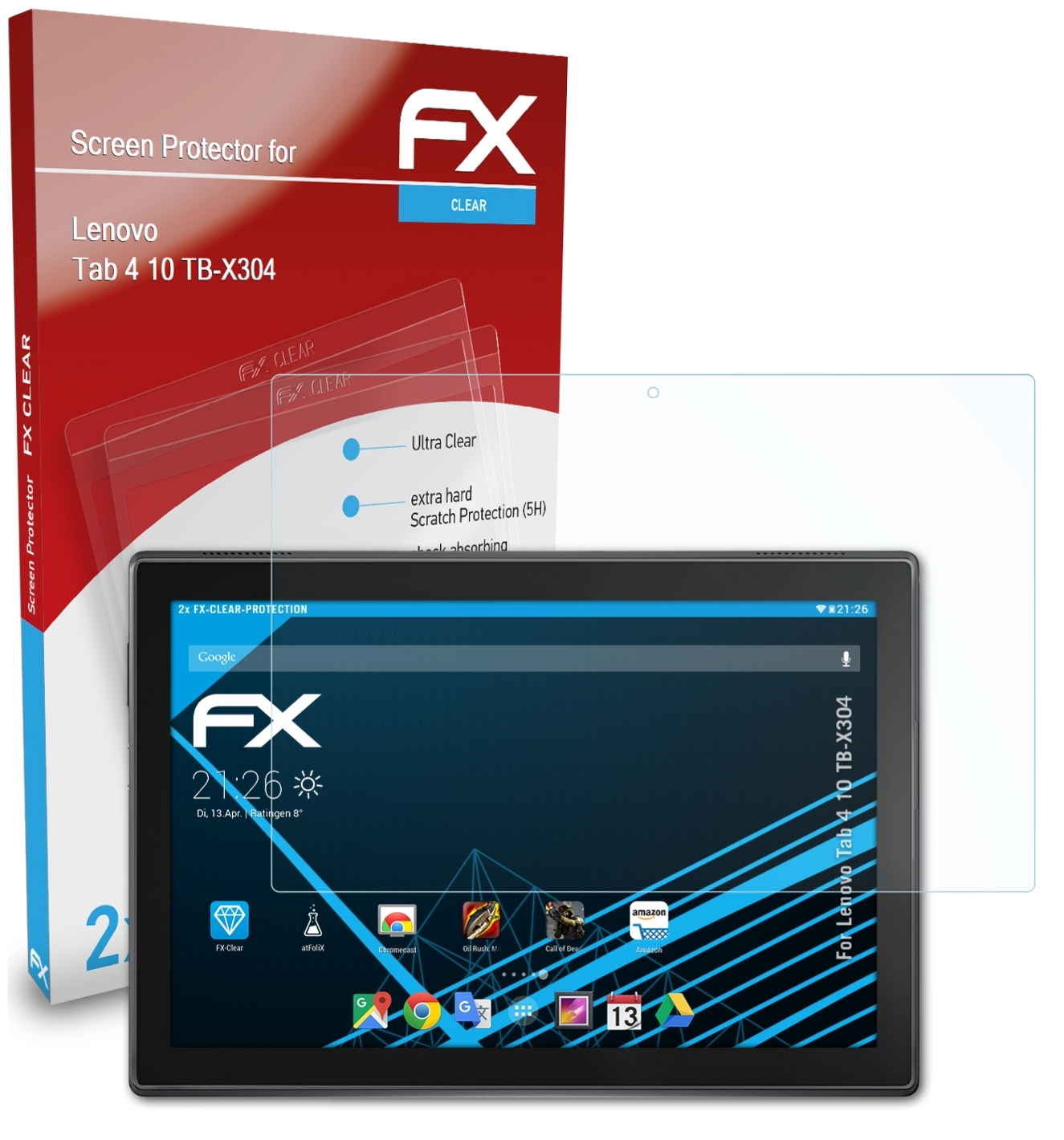 Displayschutz(für ATFOLIX Lenovo 10 4 2x (TB-X304)) FX-Clear Tab