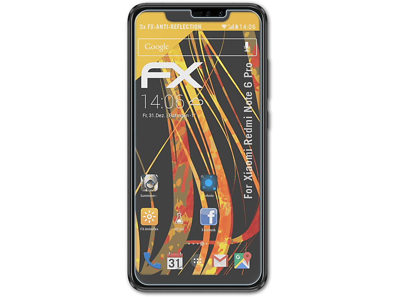 ATFOLIX 3x FX-Antireflex Displayschutz(für Xiaomi Redmi Note 6 Pro)