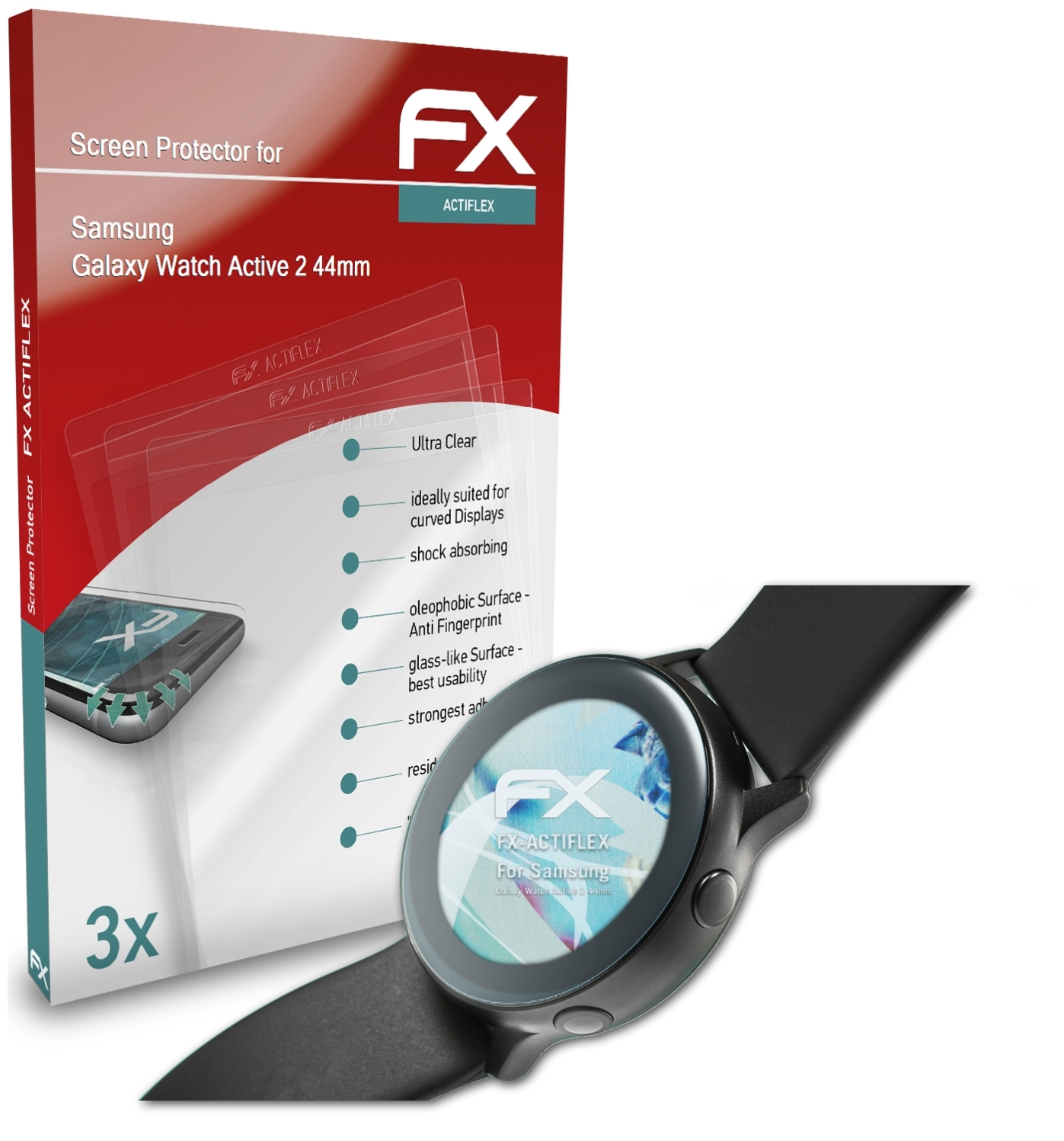 Active ATFOLIX Galaxy Samsung Watch Displayschutz(für (44mm)) 2 FX-ActiFleX 3x