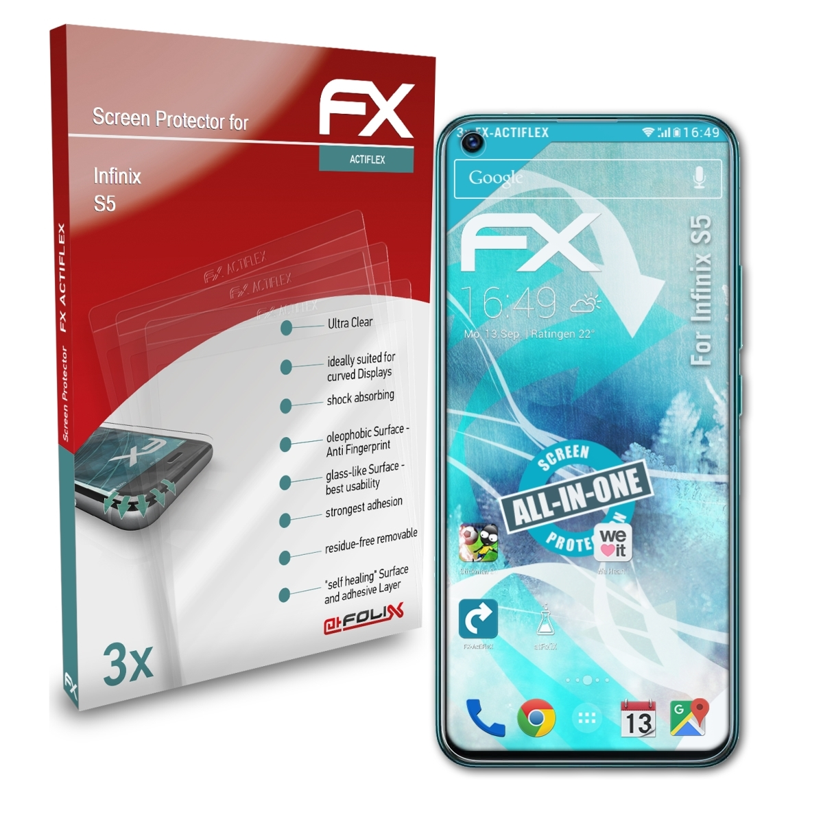 ATFOLIX 3x FX-ActiFleX Displayschutz(für Infinix S5)