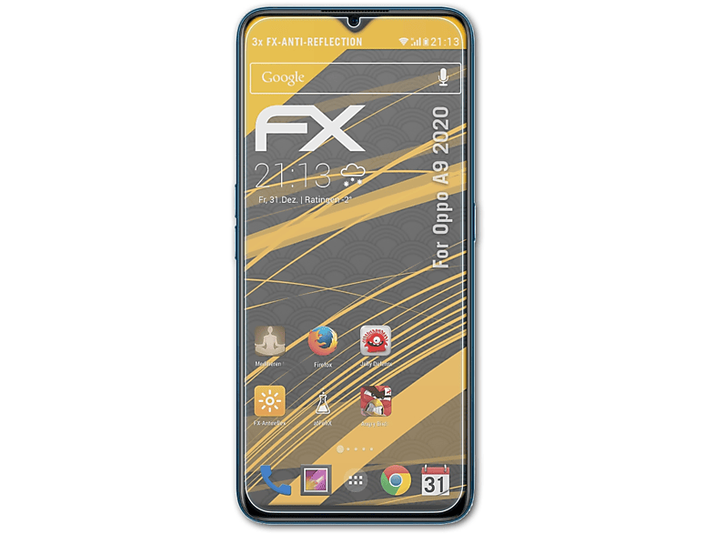 ATFOLIX 3x FX-Antireflex A9 Displayschutz(für Oppo 2020)