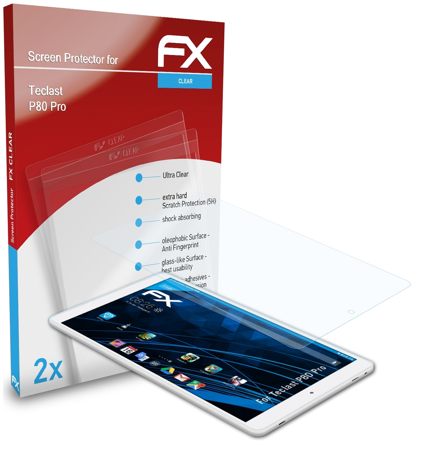 Displayschutz(für 2x P80 ATFOLIX Teclast FX-Clear Pro)