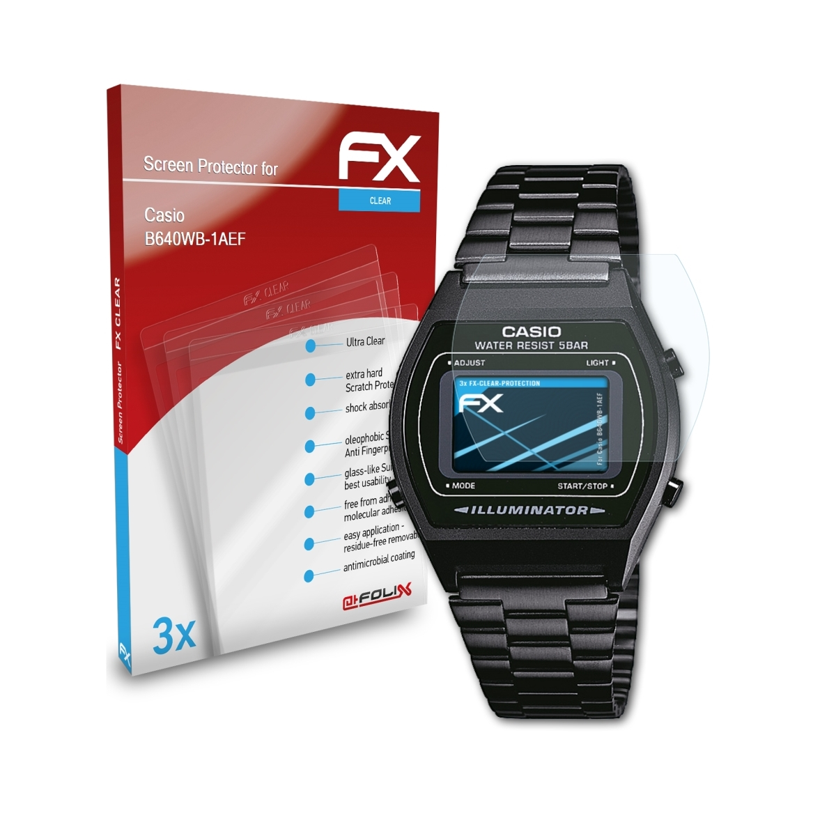 FX-Clear ATFOLIX 3x Casio B640WB-1AEF) Displayschutz(für