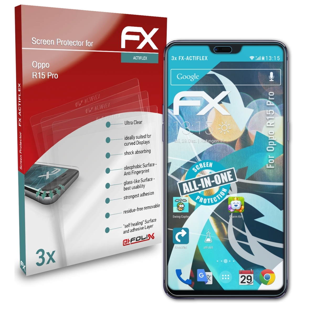 ATFOLIX 3x FX-ActiFleX Displayschutz(für Oppo R15 Pro)