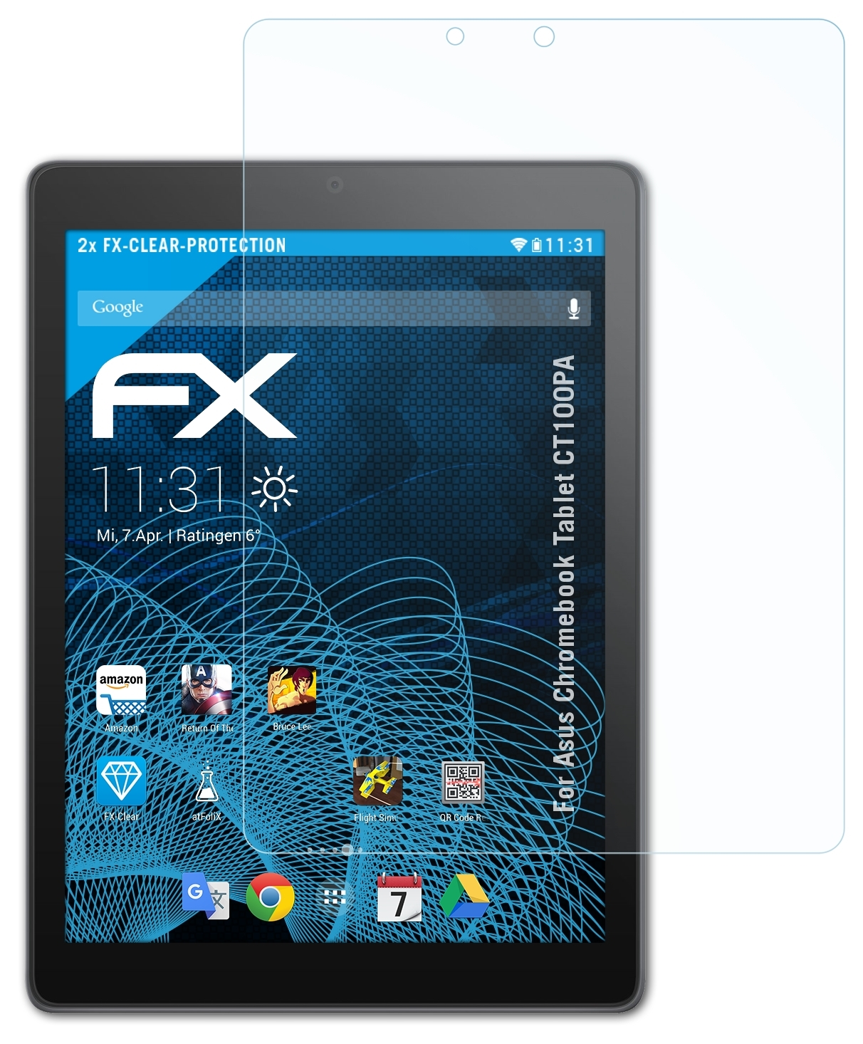 Displayschutz(für 2x ATFOLIX FX-Clear Asus Tablet Chromebook (CT100PA))