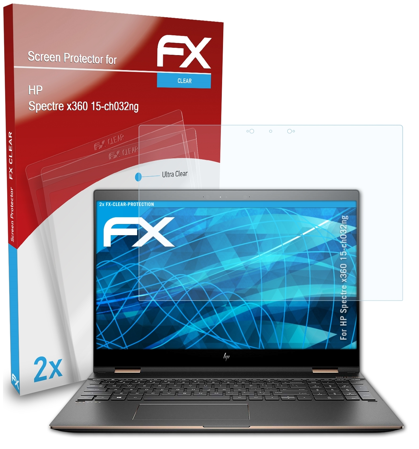 ATFOLIX 2x FX-Clear x360 Spectre HP 15-ch032ng) Displayschutz(für